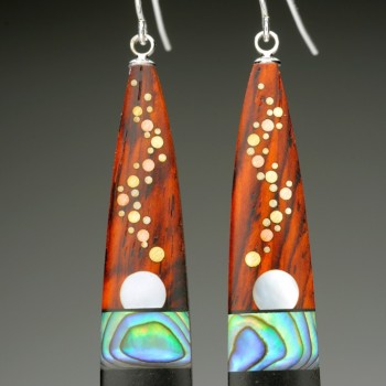 vermont made Wooden earrings, T Breeze Verdant,